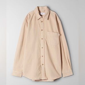 Aritzia TNA Ludlow Oversized lightly worn corduroy shirt size 2 color cream